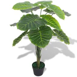 Berkfield Home Artificial Taro Plant with Pot 85 cm Green - thumbnail 1