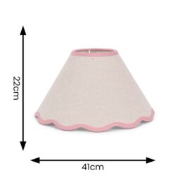 ValueLights Florie Natural Linen Large Tapered Lamp Shade with Scallop Pastel Trim in Pink - thumbnail 7