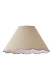 ValueLights Florie Natural Linen Large Tapered Lamp Shade with Scallop Pastel Trim in Pink - thumbnail 6