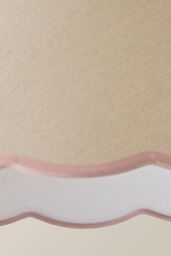 ValueLights Florie Natural Linen Large Tapered Lamp Shade with Scallop Pastel Trim in Pink - thumbnail 5