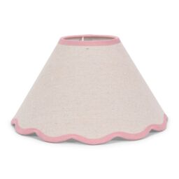 ValueLights Florie Natural Linen Large Tapered Lamp Shade with Scallop Pastel Trim in Pink - thumbnail 2