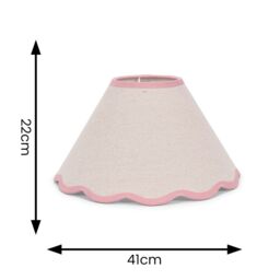 ValueLights Florie Natural Linen Large Tapered Lamp Shade with Scallop Pastel Trim in Pink - thumbnail 4