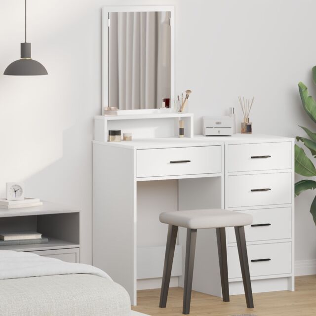 Berkfield Home White Dressing Table with Drawers - 50x41x140 cm - Size: 50 x 41 x 140 cm - image 1