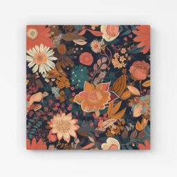 Warren Reed - Designer Boho Chic Flower Canvas in Orange - Size: w10 inch x h10 inch - thumbnail 1
