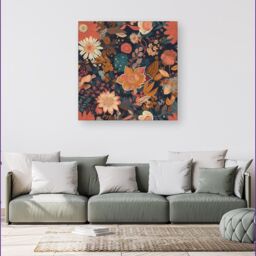 Warren Reed - Designer Boho Chic Flower Canvas in Orange - Size: w10 inch x h10 inch - thumbnail 4