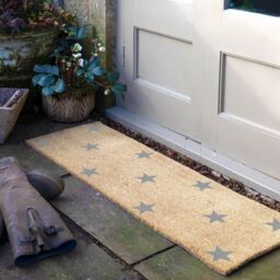 Artsy Mats Grey Multi Stars Patio Doormat in Beige - Size: 40 cm x 120 cm