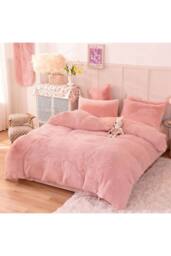 Living and Home 3Pcs Soft Skin-friendly Faux Mink Fleece Duvet Set in Pink - Size: Double - thumbnail 3
