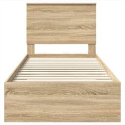 Berkfield Home Bed Frame with Headboard Sonoma Oak 90 x 200 cm Engineered Wood in Brown - thumbnail 7