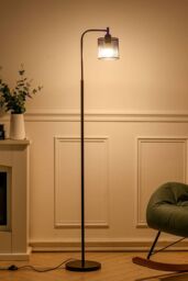 Living and Home 165.5cm Corner Standing Metal Floor Lamp with Foot Switch - thumbnail 3