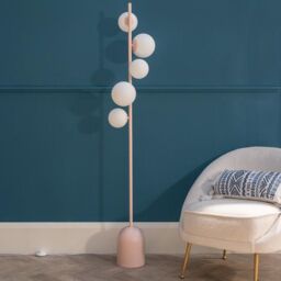 ValueLights Marlow Opaque Glass Globe 5 Way Floor Lamp in Pink - thumbnail 3