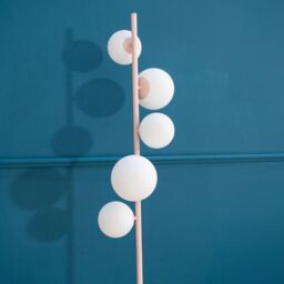 ValueLights Marlow Opaque Glass Globe 5 Way Floor Lamp in Pink - thumbnail 4