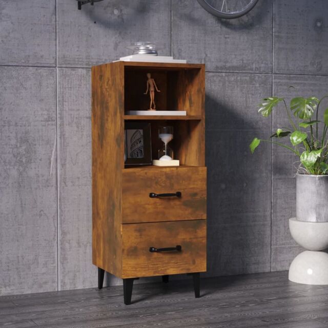 Berkfield Home Sideboard Smoked Oak 34.5x34x90 cm Engineered Wood in Brown - image 1