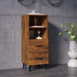 Berkfield Home Sideboard Smoked Oak 34.5x34x90 cm Engineered Wood in Brown - thumbnail 1