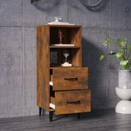 Berkfield Home Sideboard Smoked Oak 34.5x34x90 cm Engineered Wood in Brown - thumbnail 3