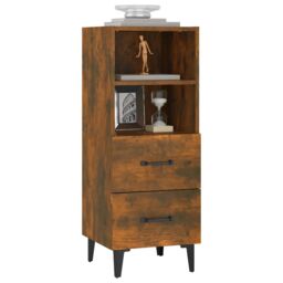 Berkfield Home Sideboard Smoked Oak 34.5x34x90 cm Engineered Wood in Brown - thumbnail 4