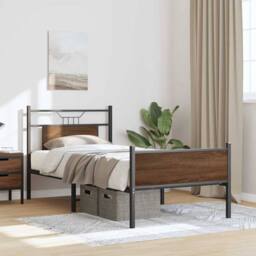 Berkfield Home Durable Bed Frame without Mattress Brown Oak 80x200 cm Engineered Wood - thumbnail 5