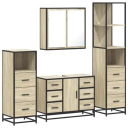 Berkfield Home 4¬†Piece Bathroom Furniture Set¬†Sonoma Oak Engineered Wood in Brown - thumbnail 2