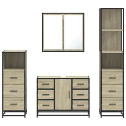 Berkfield Home 4¬†Piece Bathroom Furniture Set¬†Sonoma Oak Engineered Wood in Brown - thumbnail 5