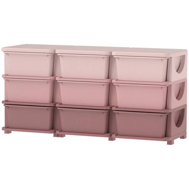 NESTLUNE Kids Storage Units with Drawers 3 Tier Chest Dresser Tower Pink - Size: 100 cm x 15 cm - image 1