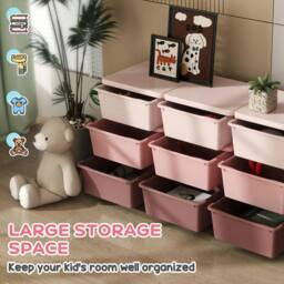 NESTLUNE Kids Storage Units with Drawers 3 Tier Chest Dresser Tower Pink - Size: 100 cm x 15 cm - thumbnail 5