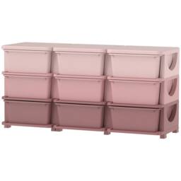 NESTLUNE Kids Storage Units with Drawers 3 Tier Chest Dresser Tower Pink - Size: 100 cm x 15 cm - thumbnail 1