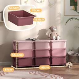 NESTLUNE Kids Storage Units with Drawers 3 Tier Chest Dresser Tower Pink - Size: 100 cm x 15 cm - thumbnail 3