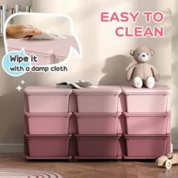 NESTLUNE Kids Storage Units with Drawers 3 Tier Chest Dresser Tower Pink - Size: 100 cm x 15 cm - thumbnail 2