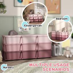 NESTLUNE Kids Storage Units with Drawers 3 Tier Chest Dresser Tower Pink - Size: 100 cm x 15 cm - thumbnail 6