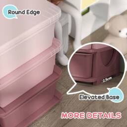 NESTLUNE Kids Storage Units with Drawers 3 Tier Chest Dresser Tower Pink - Size: 100 cm x 15 cm - thumbnail 4