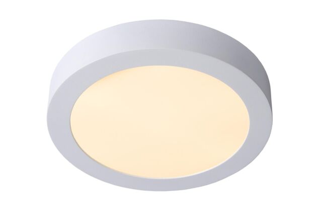 Lucide 'BRICE' Dimmable Stylish Round Bathroom LED Flush Ceiling Light in White - image 1