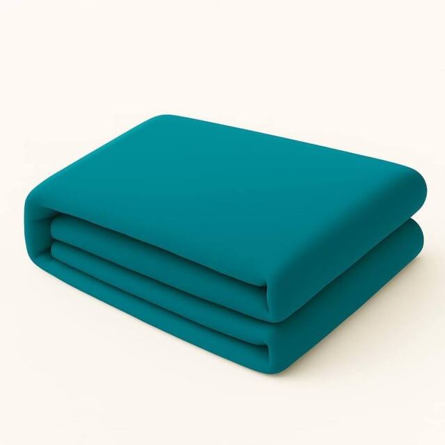 Homes-Linen Plain Dyed Flat Sheet Polycotton Blend Easy Care Bed Linen in Teal - Size: Double - image 1