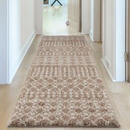 THE RUGS Soft Moroccan Diamond Shaggy Rugs & Runners Beige Ivory Living Room - Size: 60 cm x 110 cm - thumbnail 6