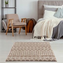 THE RUGS Soft Moroccan Diamond Shaggy Rugs & Runners Beige Ivory Living Room - Size: 60 cm x 110 cm - thumbnail 7