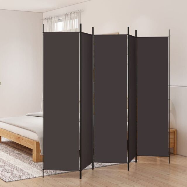 Berkfield Home 5-Panel Room Divider Brown 250x200 cm Fabric - image 1