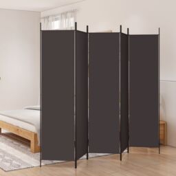 Berkfield Home 5-Panel Room Divider Brown 250x200 cm Fabric - thumbnail 1