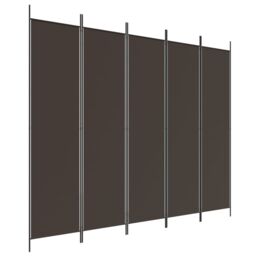 Berkfield Home 5-Panel Room Divider Brown 250x200 cm Fabric - thumbnail 2