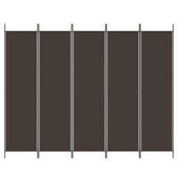 Berkfield Home 5-Panel Room Divider Brown 250x200 cm Fabric - thumbnail 3