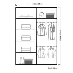 MN Furniture Double Mirror Sliding Door Wardrobe W150cm x H217cm in Dark Brown - Size: 1 Pack - thumbnail 4