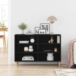 Berkfield Home Stylish Black Oak Sideboard 103.5x35x70 cm Made of Engineered Wood - thumbnail 4