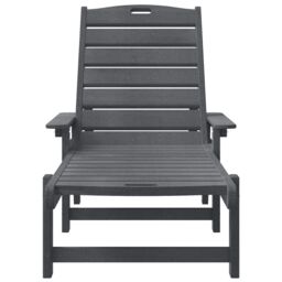 Berkfield Home Sun Lounger Light Grey 53x162x98.5 cm HDPE - thumbnail 4