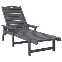 Berkfield Home Sun Lounger Light Grey 53x162x98.5 cm HDPE - thumbnail 2