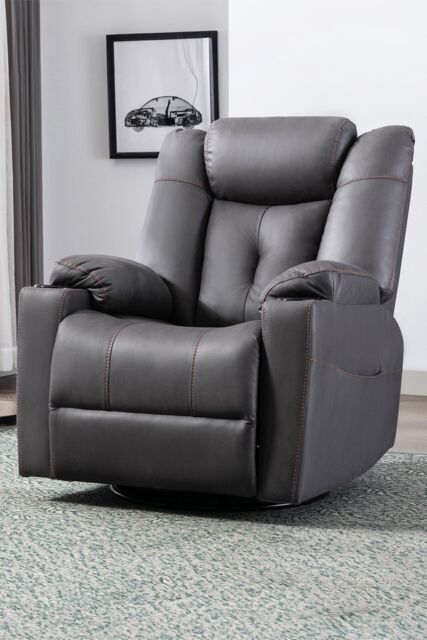 More4Homes Afton Technology Fabric Recliner Rocking Swivel Cinema Sofa Chair in Charcoal - image 1