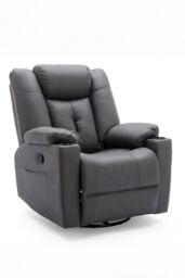 More4Homes Afton Technology Fabric Recliner Rocking Swivel Cinema Sofa Chair in Charcoal - thumbnail 2