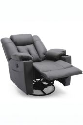 More4Homes Afton Technology Fabric Recliner Rocking Swivel Cinema Sofa Chair in Charcoal - thumbnail 3