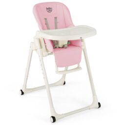 Gymax 4-in-1 Nursery High Chair Folding Feeding Chair With Footrest in Baby Pink - thumbnail 1