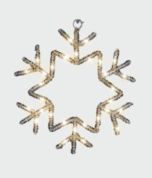 Xmas Haus 25CM 30L Warm White Led Hanging Snowflake, 3xAA in Black - thumbnail 1