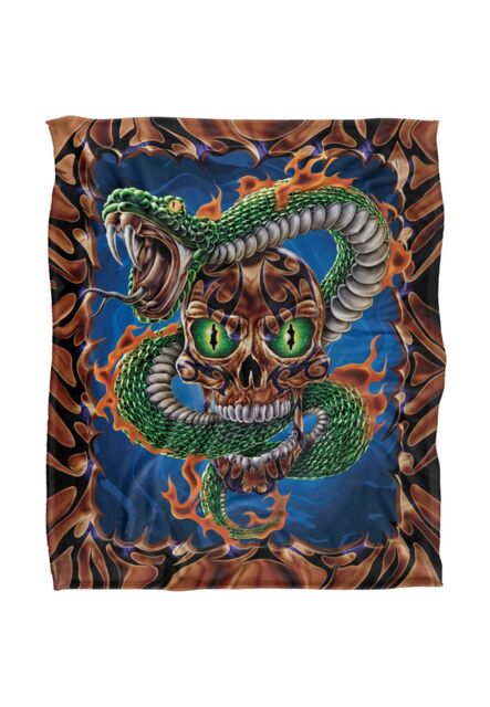 JQ Licensing James Piazza Flaming Snake Skull Silky Touch Super Soft Throw Blanket 152 X 127 cm in White - image 1