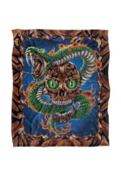 JQ Licensing James Piazza Flaming Snake Skull Silky Touch Super Soft Throw Blanket 152 X 127 cm in White - thumbnail 1