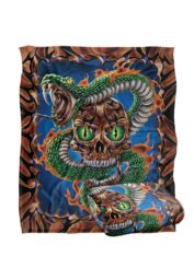 JQ Licensing James Piazza Flaming Snake Skull Silky Touch Super Soft Throw Blanket 152 X 127 cm in White - thumbnail 2