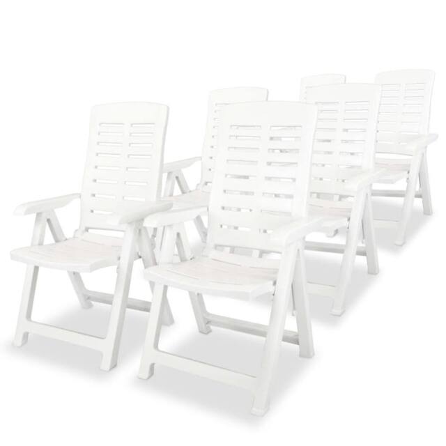 Berkfield Home Reclining Garden Chairs 6 pcs Plastic White - image 1